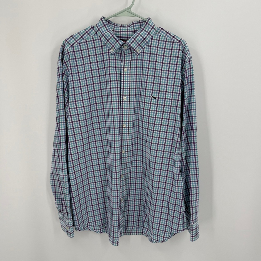 Vineyard Vines Classic Fit Tucker Shirt XL Plaid Long Sleeve 100% Cotton Mens